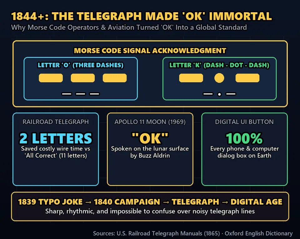 Diagram GeeGit: Then came the electric telegraph: operators needed a quick, distinct confirmation that messages arrived safely.