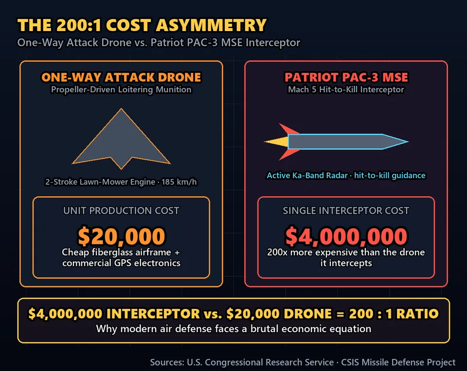 Diagram GeeGit: Firing a single Patriot missile costs over four million dollars. That's more than most people earn in a lifetime.