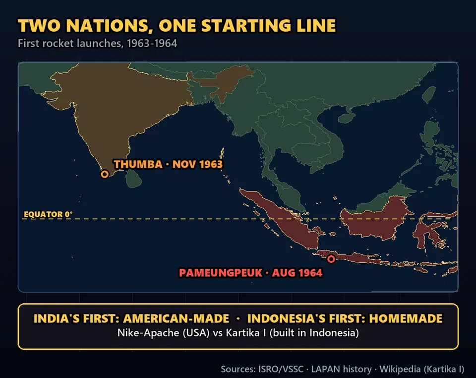 Diagram GeeGit: In November 1963, India launched its first rocket. But it was made in America.