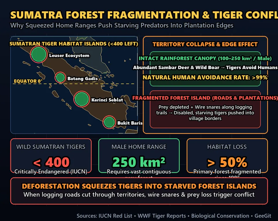 Diagram GeeGit: In the wild, healthy tigers almost always avoid humans, seeing us as strange and unappetizing.