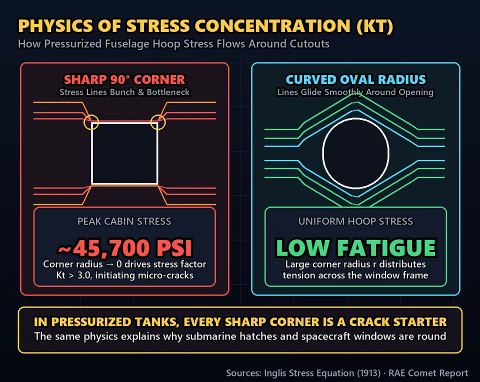 Diagram GeeGit: Its cabin was pressurized so passengers could breathe at thirty-five thousand feet. But its windows were square.