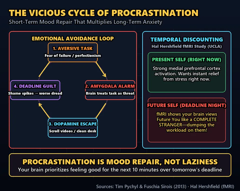 Diagram GeeGit: You have an urgent deadline. You know the consequences. Yet you find yourself deep in a random three-hour internet rabbit hole.