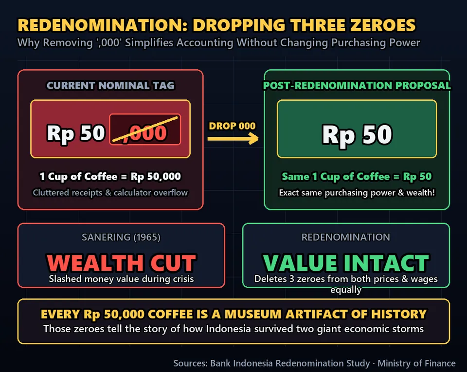 Diagram GeeGit: Prices and wages permanently adjusted to the inflated numbers, leaving those extra zeroes frozen in place.