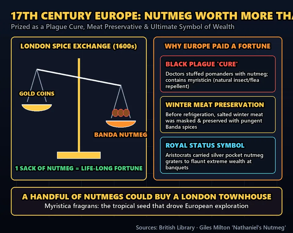 Diagram GeeGit: In the seventeenth century, a handful of dried tree nuts was worth more than a pouch of pure gold.