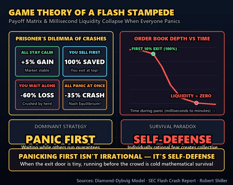 Diagram GeeGit: The first ten percent out the door get one hundred percent of their money. The last person gets zero.