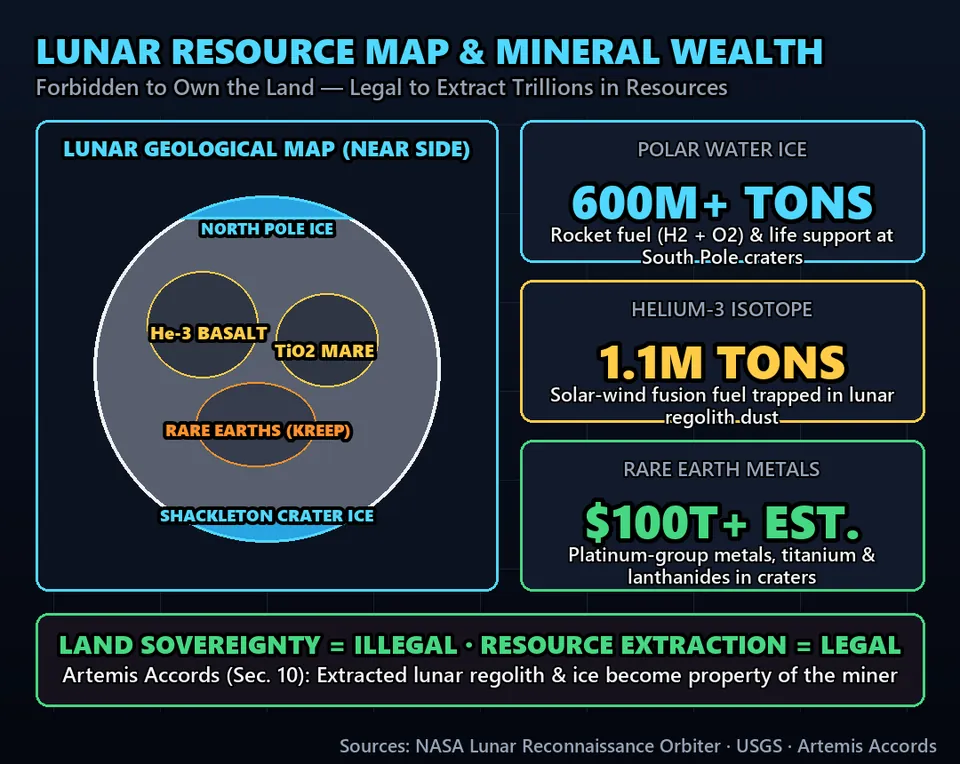Diagram GeeGit: You cannot buy a lunar acre, declare a colony, or build a military base on the Moon.