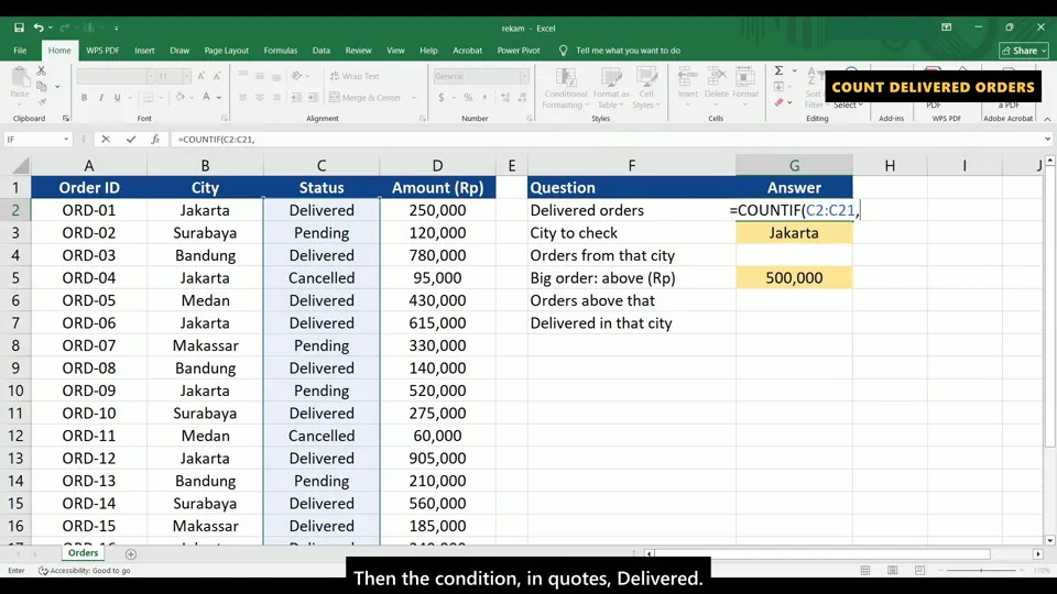 Cuplikan tutorial: COUNTIF dan COUNTIFS: menghitung data dengan syarat